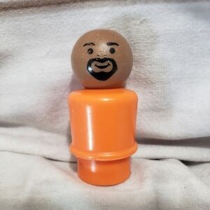 Vintage Fisher Price Sesame Street Gordon 2.25" Muppets Little People 70s Orange